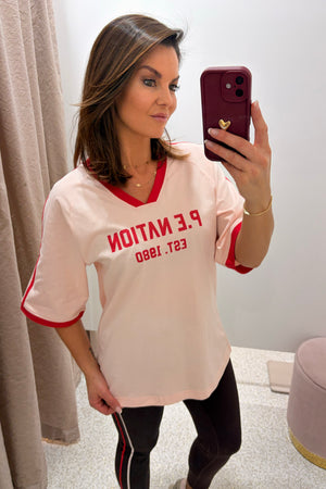P.E Nation Spin Out Base Ball Tee | Soft Pink