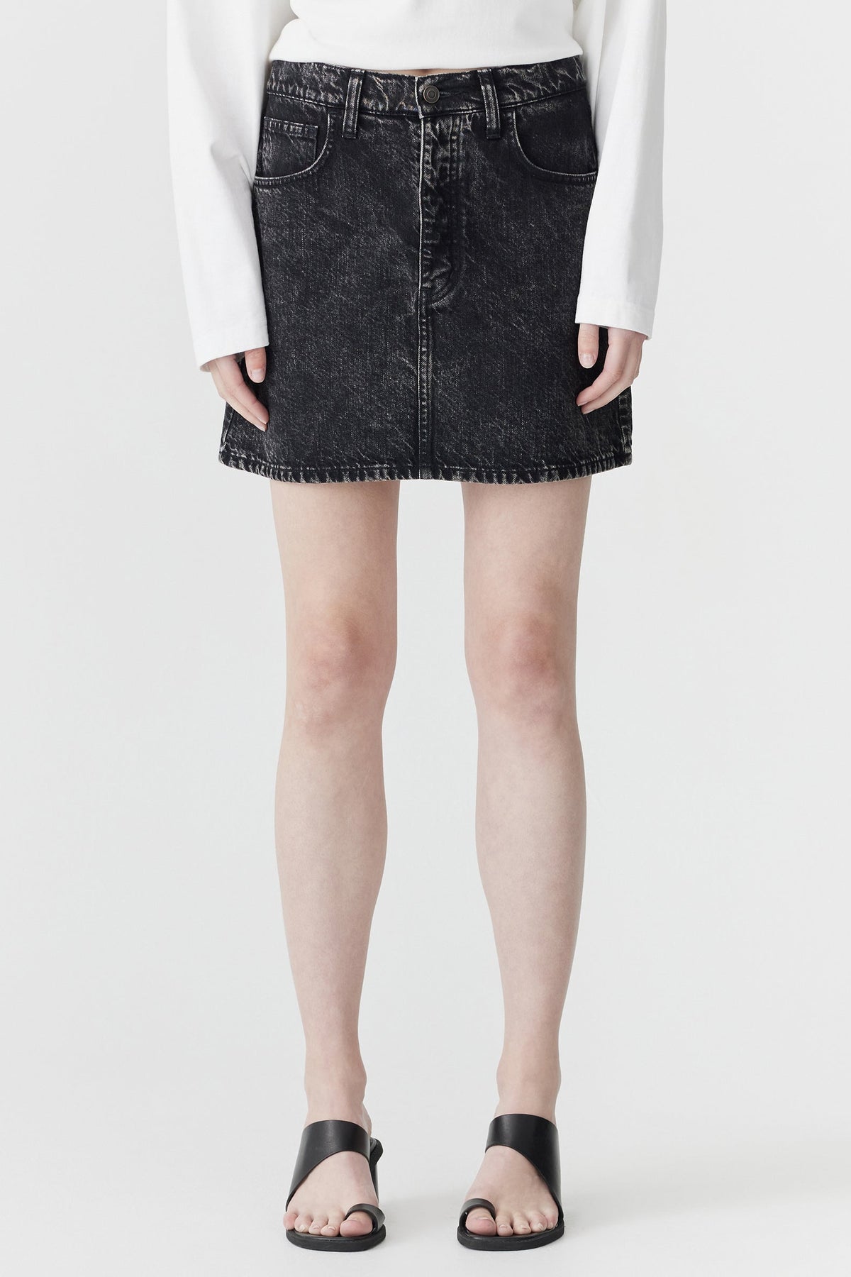 Bassike Motley Denim Mini Skirt | Black Ice