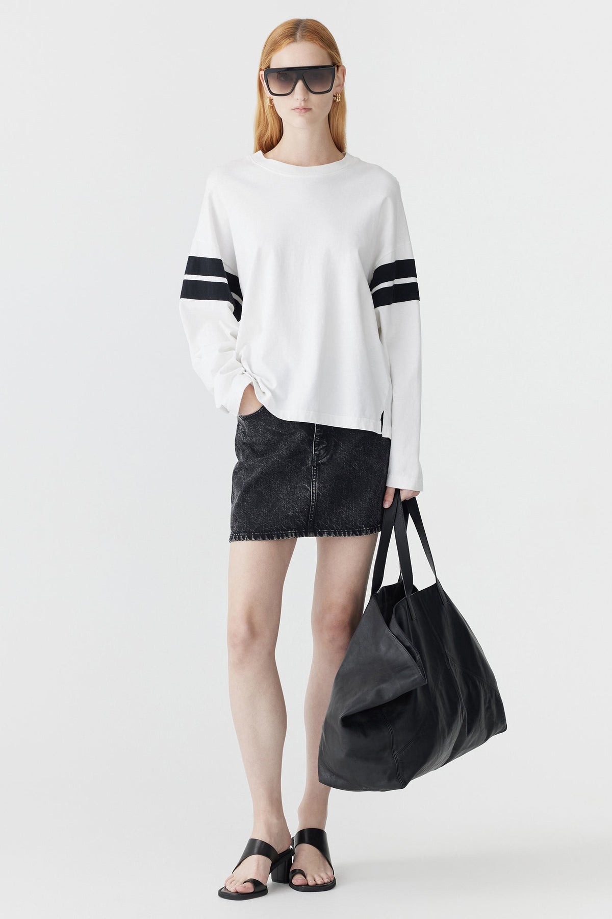 Bassike Motley Denim Mini Skirt | Black Ice