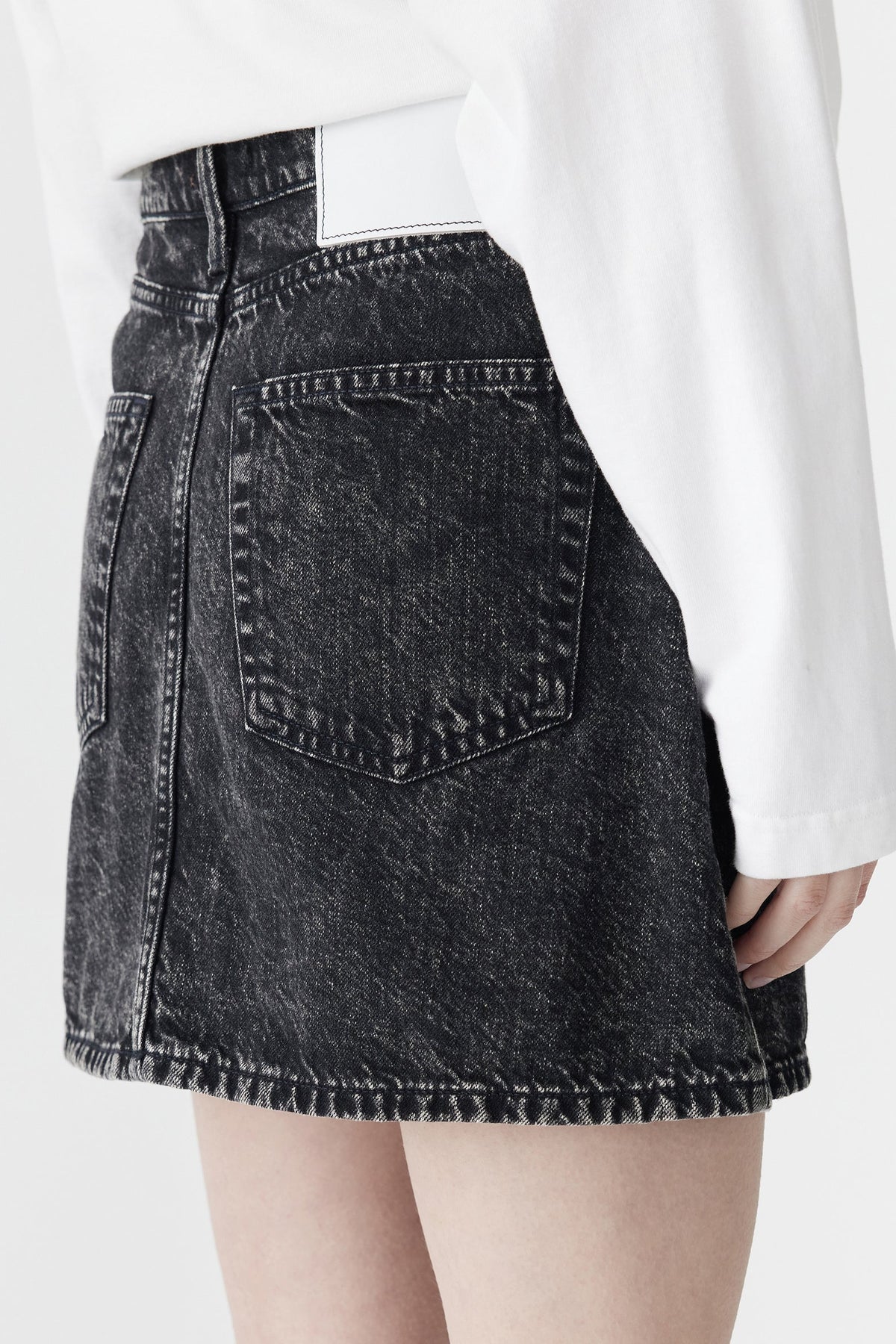 Bassike Motley Denim Mini Skirt | Black Ice