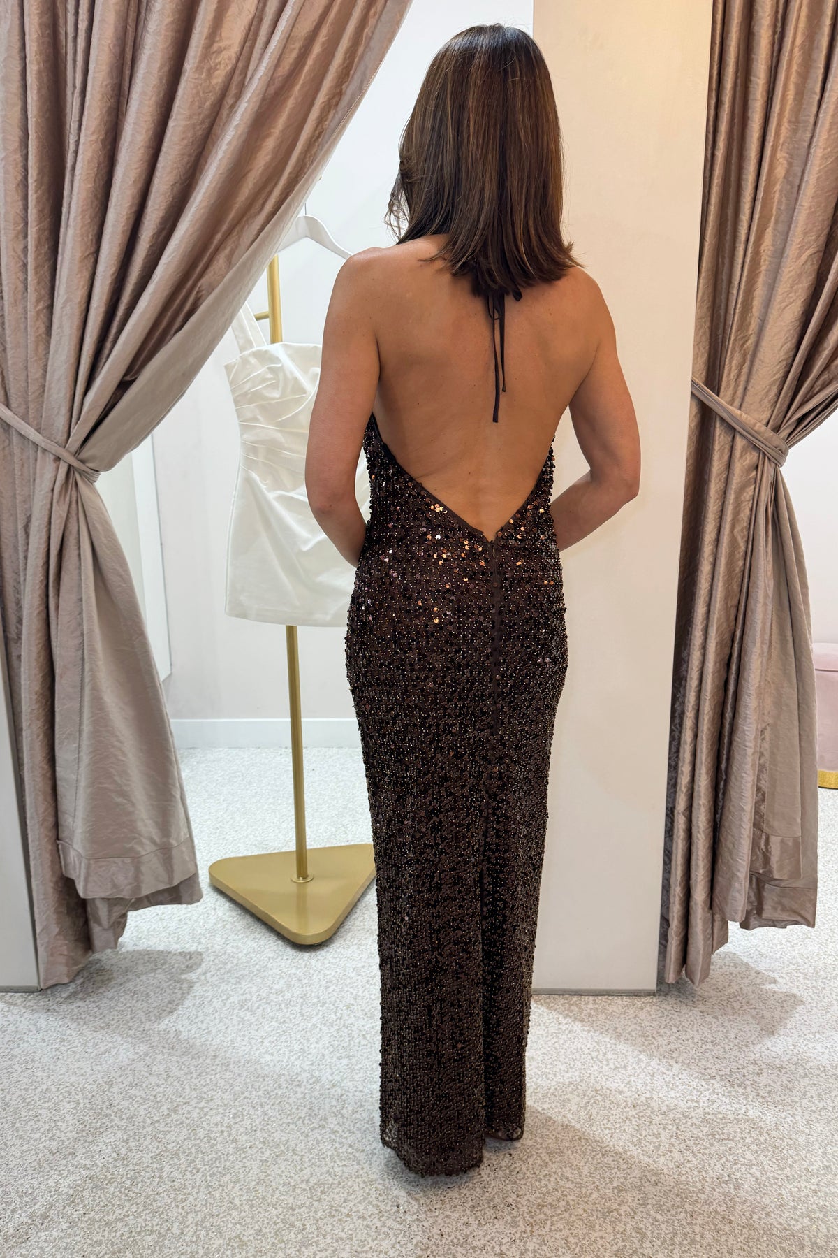 Shona Joy Everly High Cowl Neck Maxi Dress | Chestnut