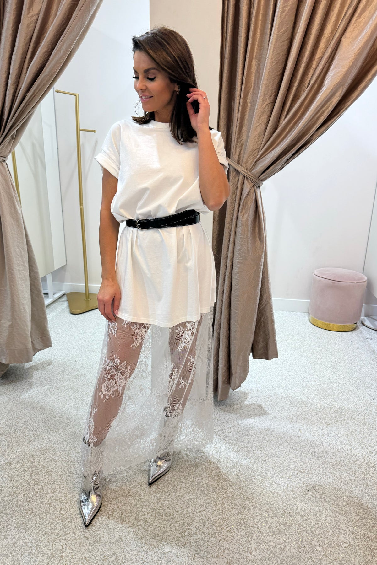 Chosen By Fifi & Annie The Lace Maxi T-Shirt Dress | White