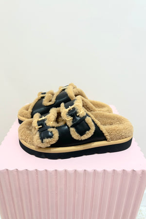 Alias Mae Saint Slide | Black/Shearling || BEST SELLER / RESTOCKED