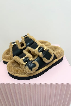 Alias Mae Saint Slide | Black/Shearling || BEST SELLER / RESTOCKED