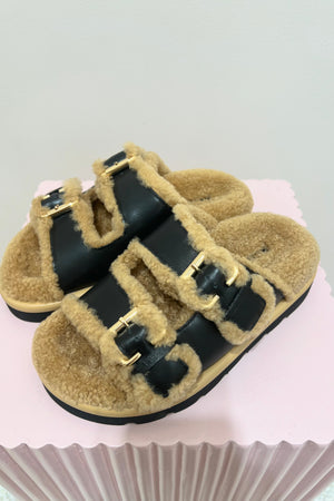 Alias Mae Saint Slide | Black/Shearling || BEST SELLER / RESTOCKED