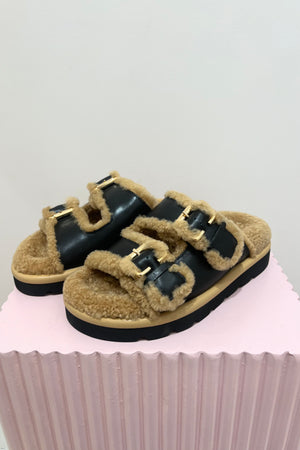 Alias Mae Saint Slide | Black/Shearling || BEST SELLER / RESTOCKED