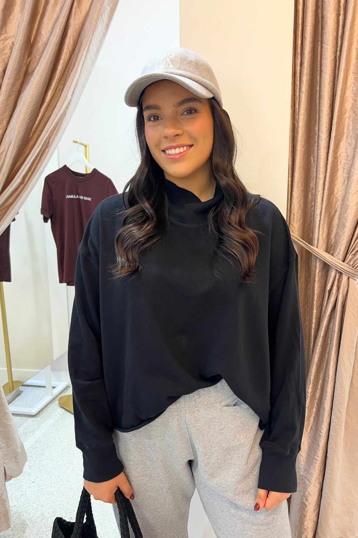 Bassike Drapey Raw Edge Sweat | Black