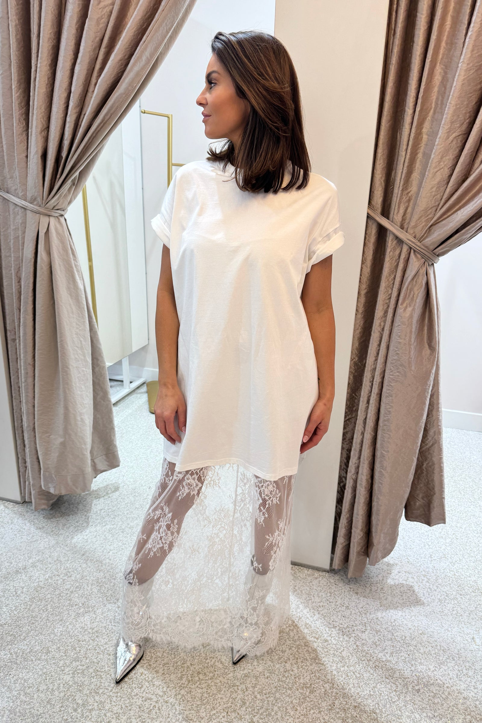 Chosen By Fifi & Annie The Lace Maxi T-Shirt Dress | White