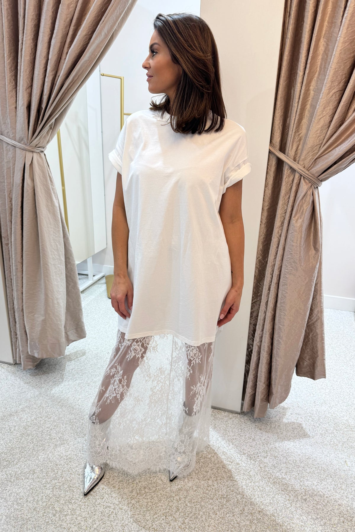 Chosen By Fifi & Annie The Lace Maxi T-Shirt Dress | White