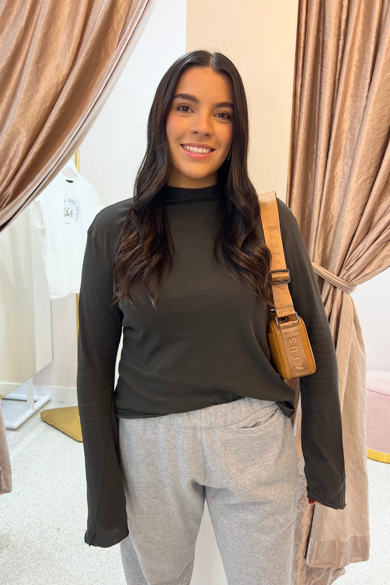 Bassike Regular Raised Neck Long Sleeve T.Shirt | Slate Grey