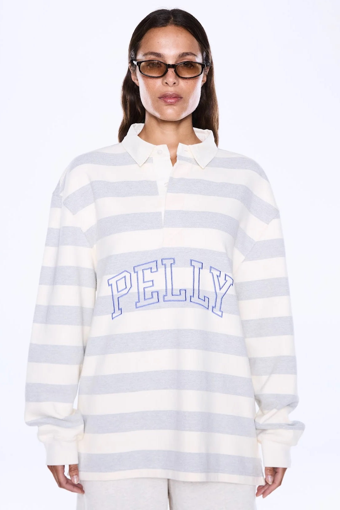 Ena Pelly Mel Panelled Polo Top | Vintage White