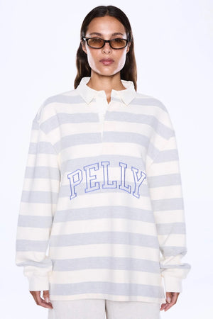 Ena Pelly Mel Panelled Polo Top | Vintage White