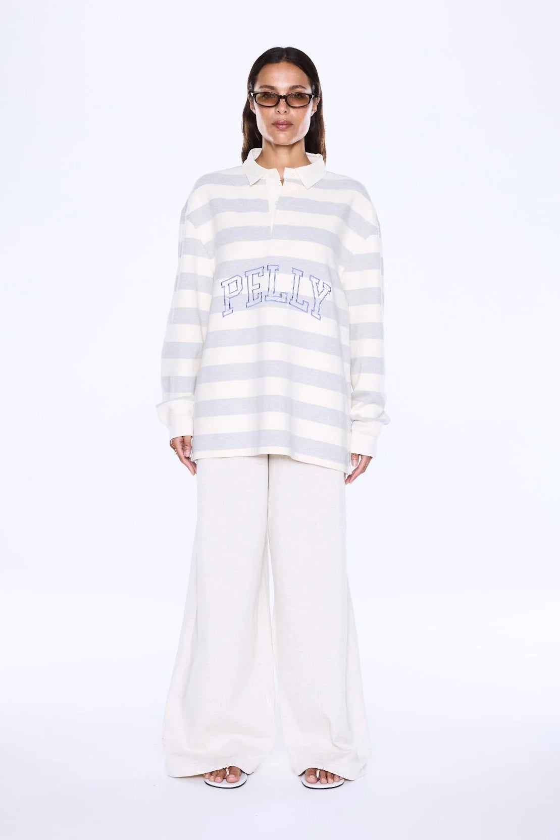Ena Pelly Mel Panelled Polo Top | Vintage White