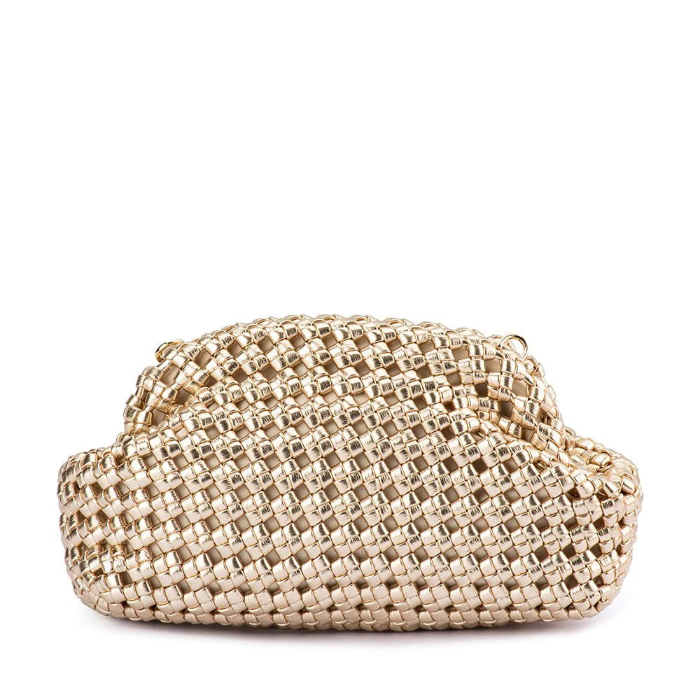 Olga Berg Everly Hand Woven Clutch | Gold