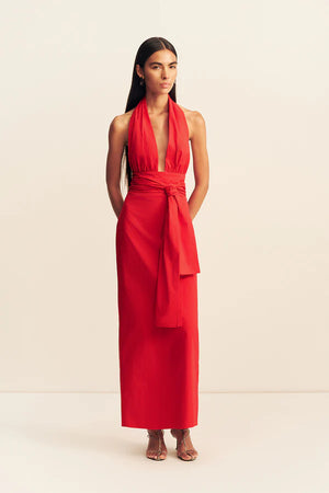 Shona Joy Campbell Halter Plunged Maxi Dress | Goji