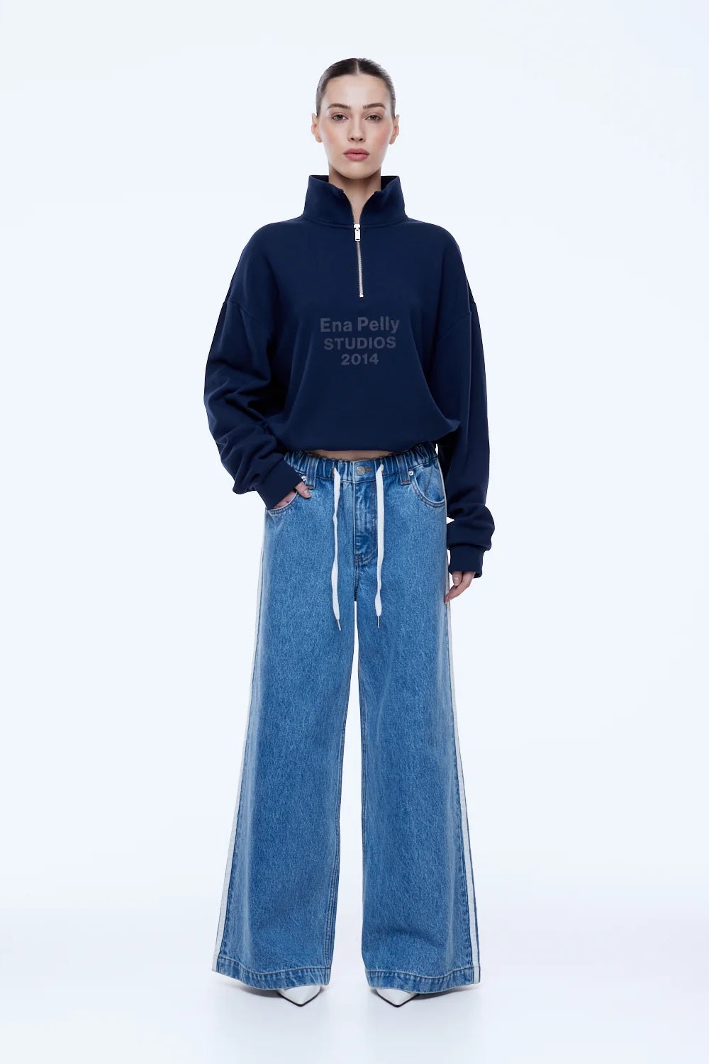 Ena Pelly Sophie Wide Leg Jean | Light Indigo