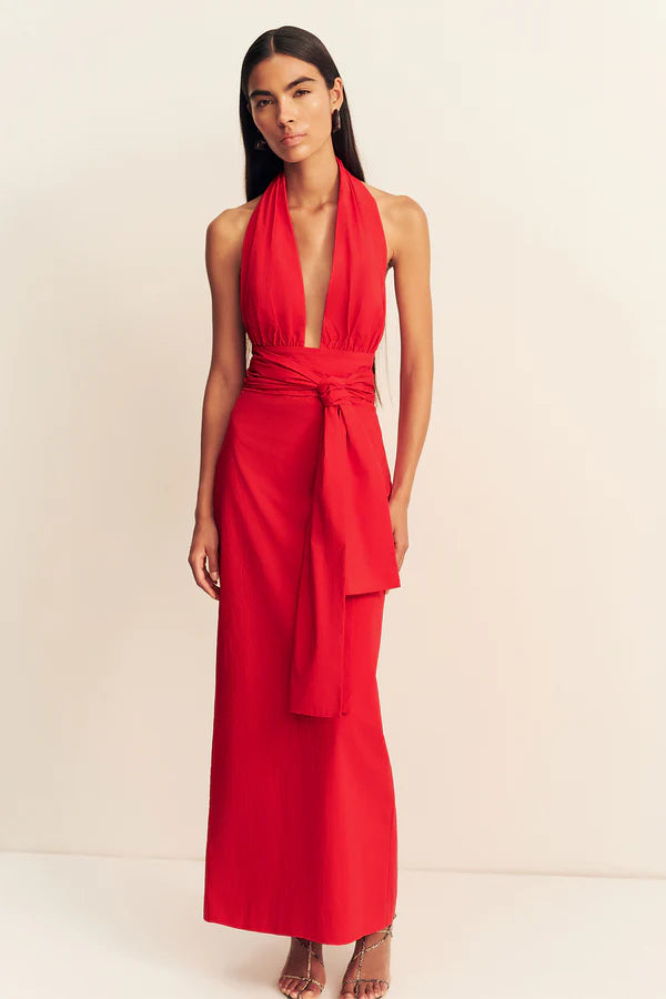 Shona Joy Campbell Halter Plunged Maxi Dress | Goji