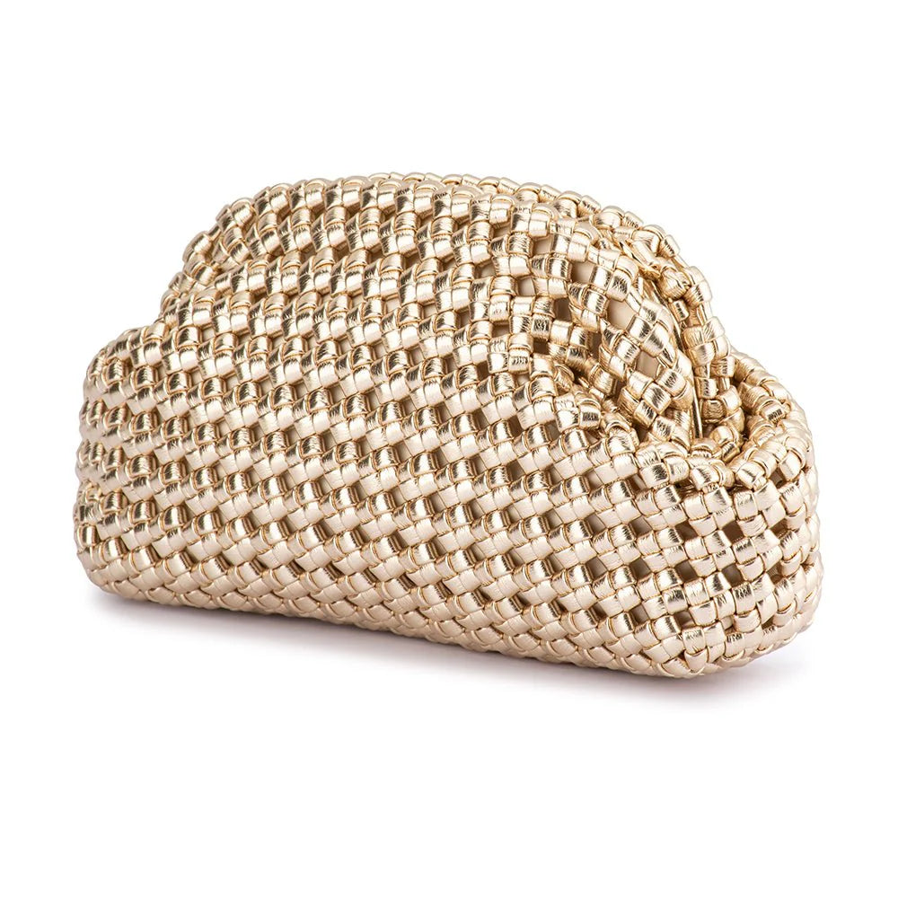 Olga Berg Everly Hand Woven Clutch | Gold