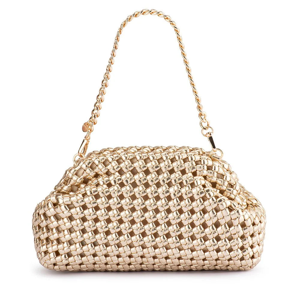 Olga Berg Everly Hand Woven Clutch | Gold