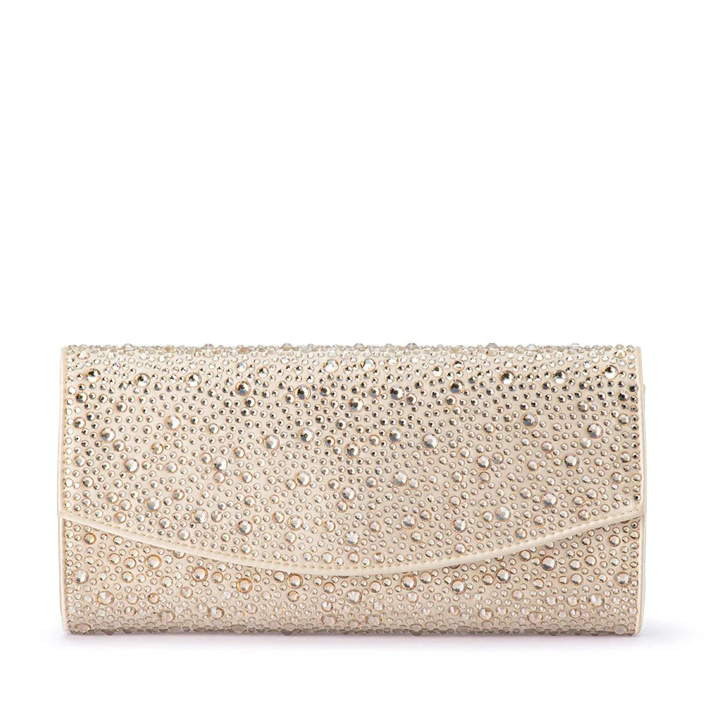 Olga Berg The Emma Crystal Clutch Bag | Champagne