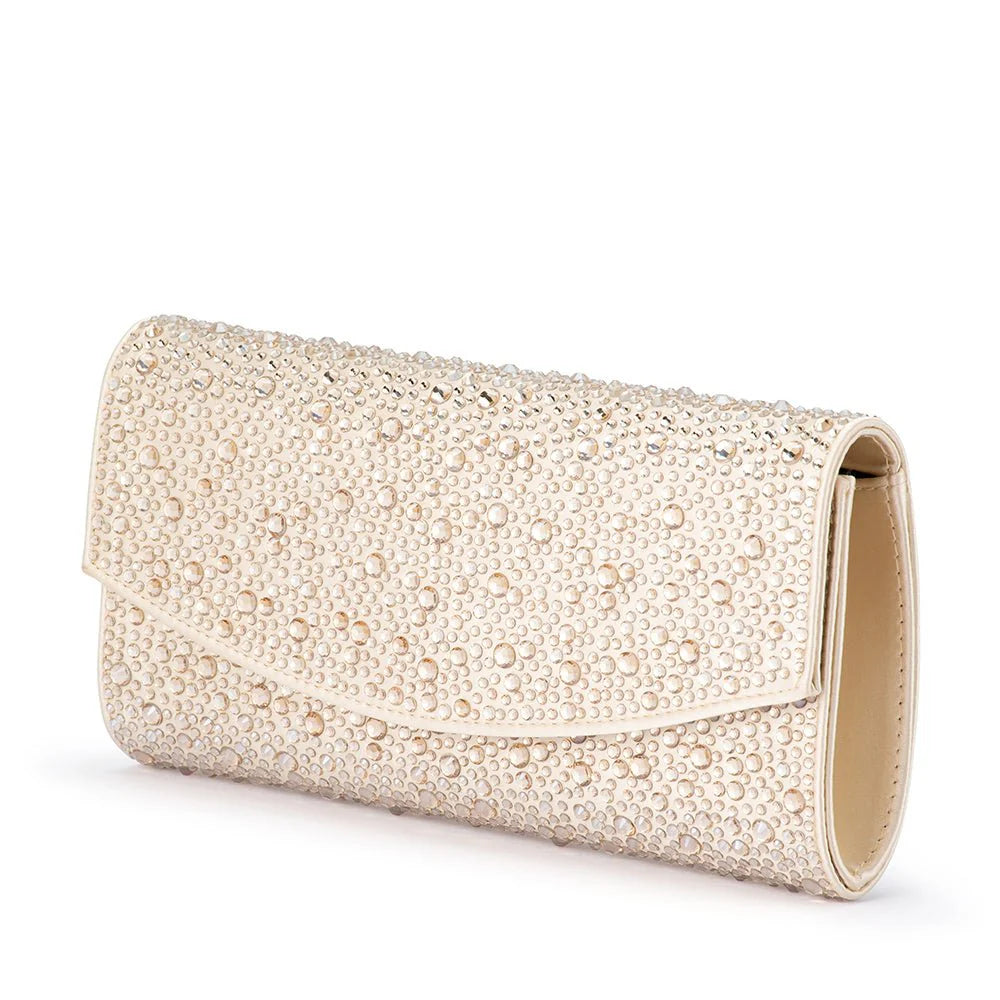 Olga Berg The Emma Crystal Clutch Bag | Champagne