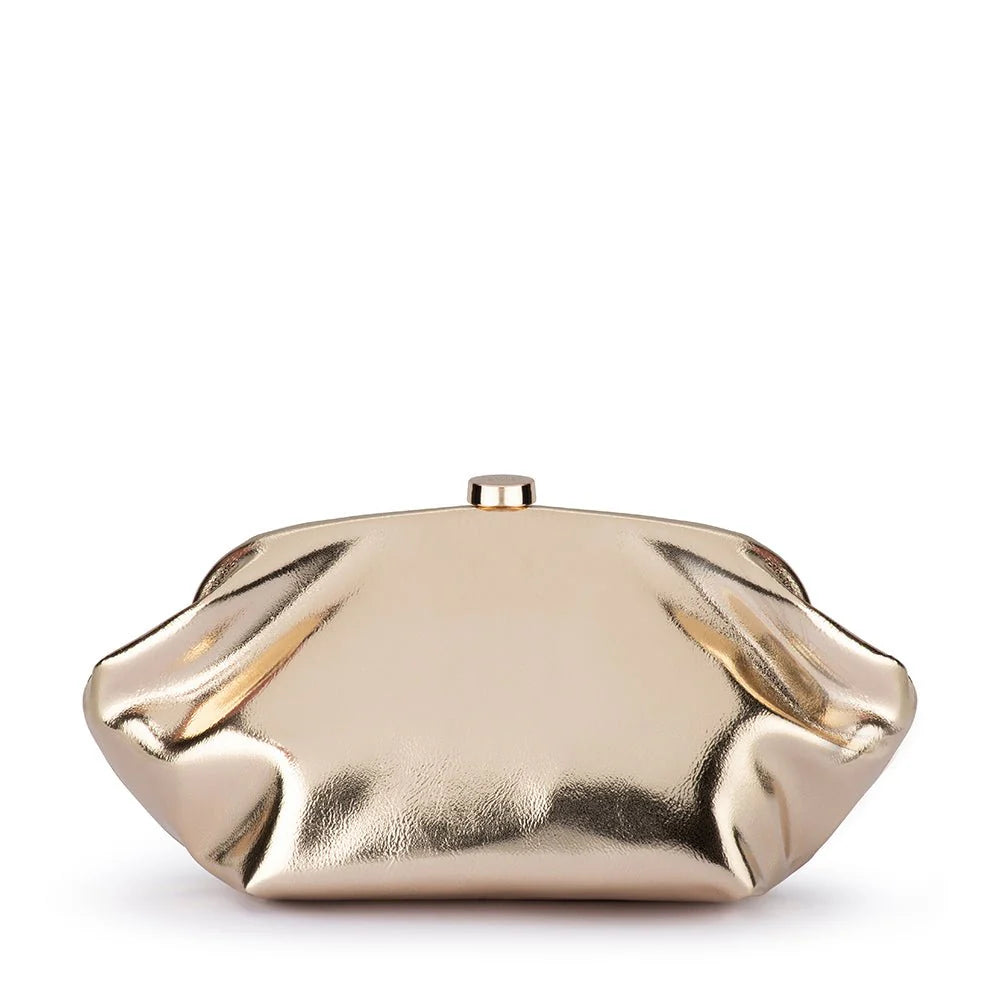 Olga Berg The Tally Metallic Clutch Bag | Gold