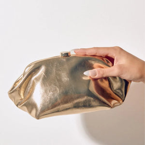 Olga Berg The Tally Metallic Clutch Bag | Gold