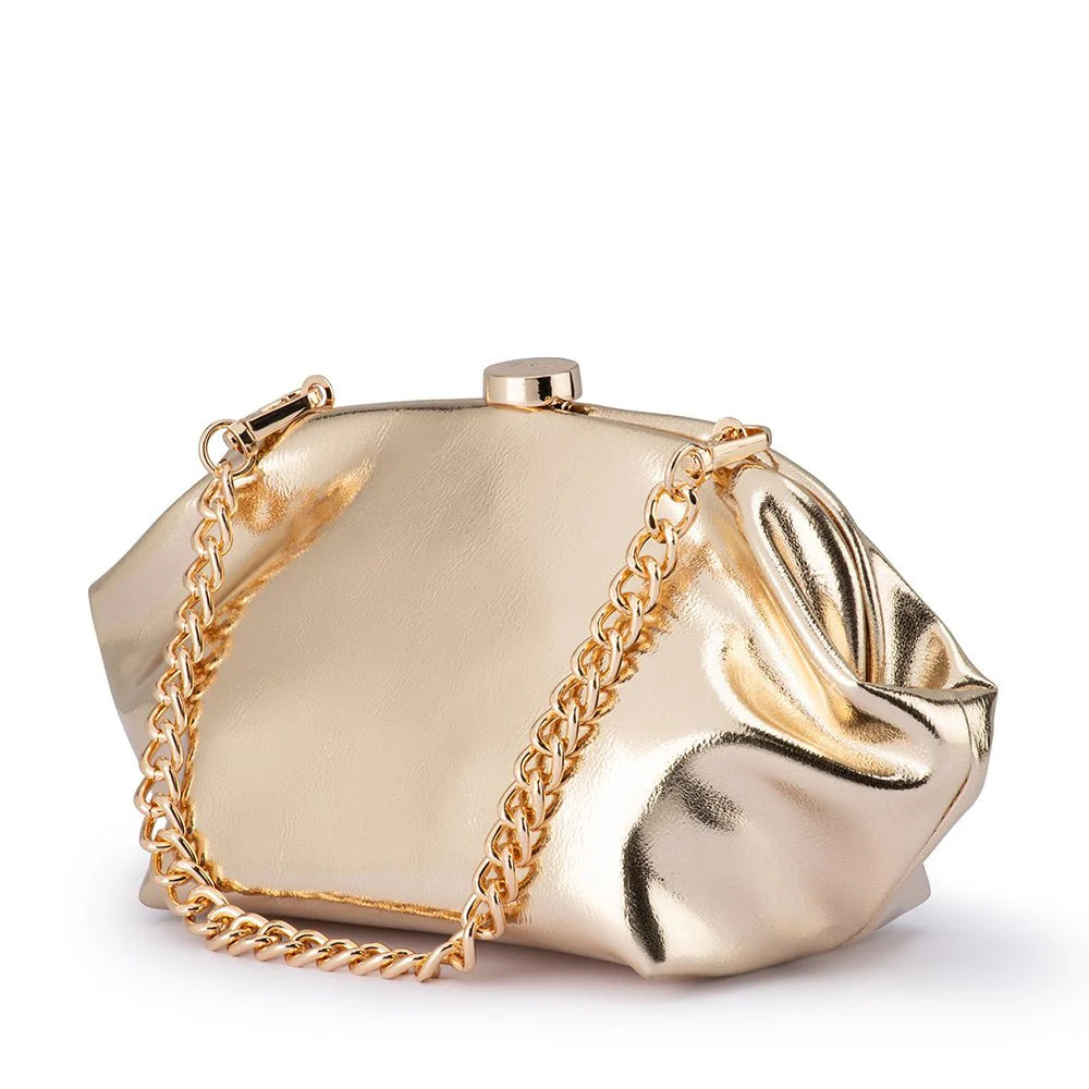 Olga Berg The Tally Metallic Clutch Bag | Gold