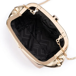 Olga Berg The Tally Metallic Clutch Bag | Gold