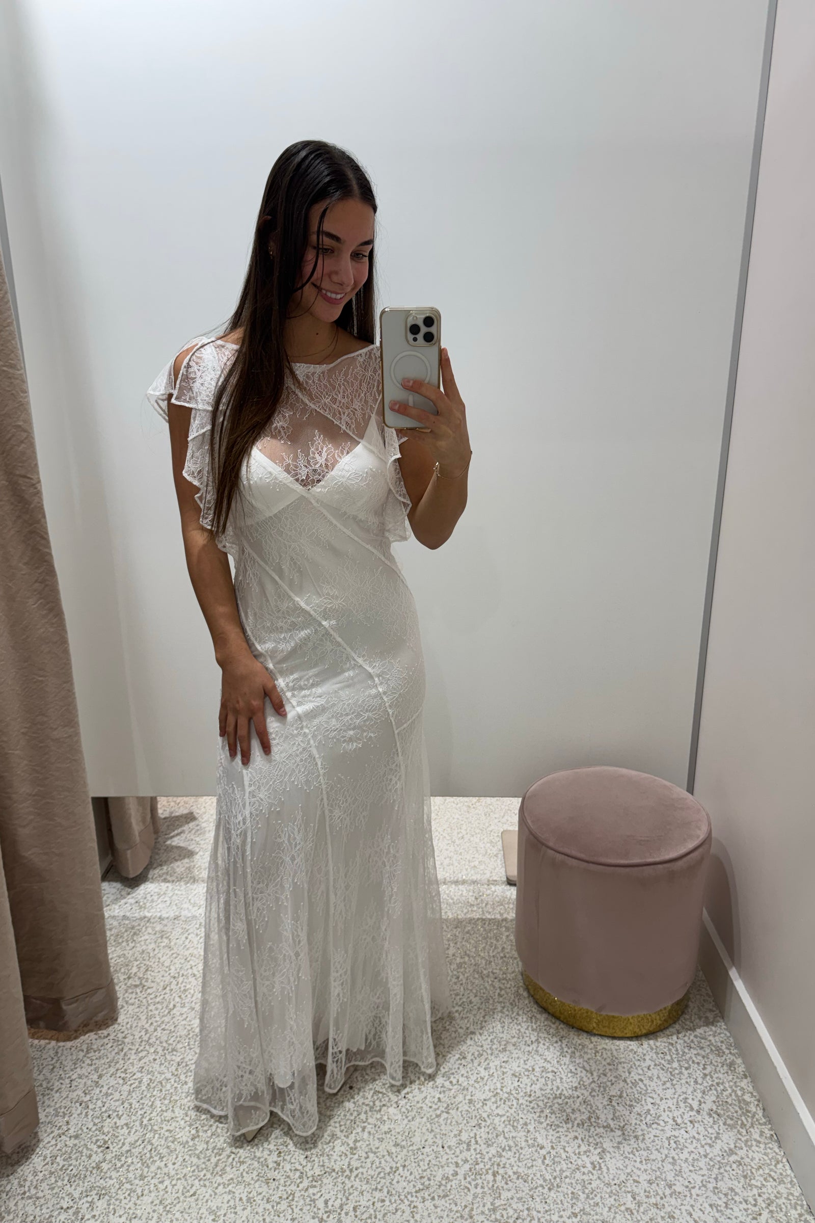 Shona Joy Labyrinth Lace Panelled Maxi Dress | Ivory