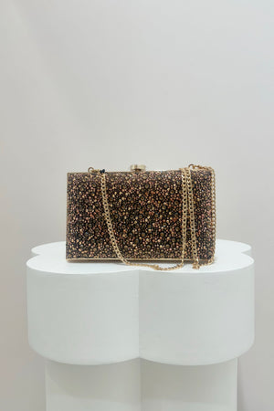 Olga Berg Asha Hotfix Clutch | Chocolate