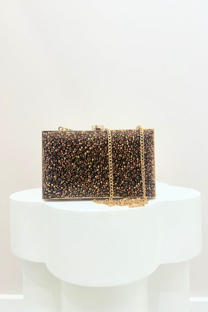 Olga Berg Asha Hotfix Clutch | Chocolate