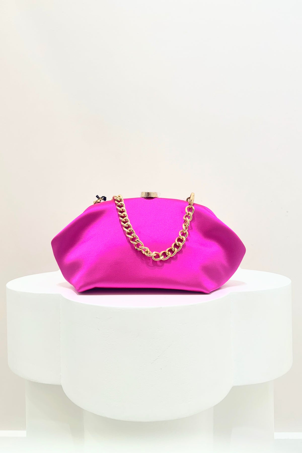 Olga berg Karina Satin Clutch | Fuchsia