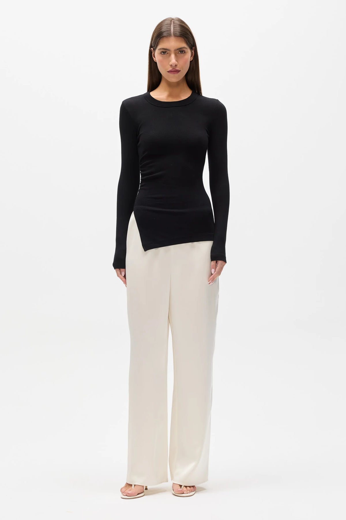 Bayse Brand Lana Long Sleeve Rouced Tee | Black
