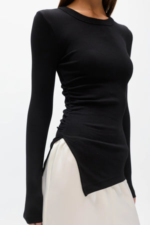 Bayse Brand Lana Long Sleeve Rouced Tee | Black