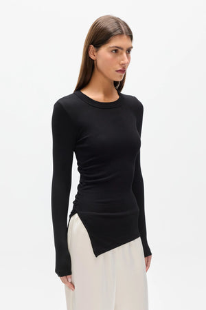 Bayse Brand Lana Long Sleeve Rouced Tee | Black
