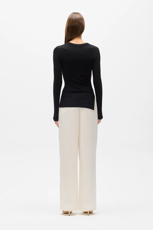 Bayse Brand Lana Long Sleeve Rouced Tee | Black