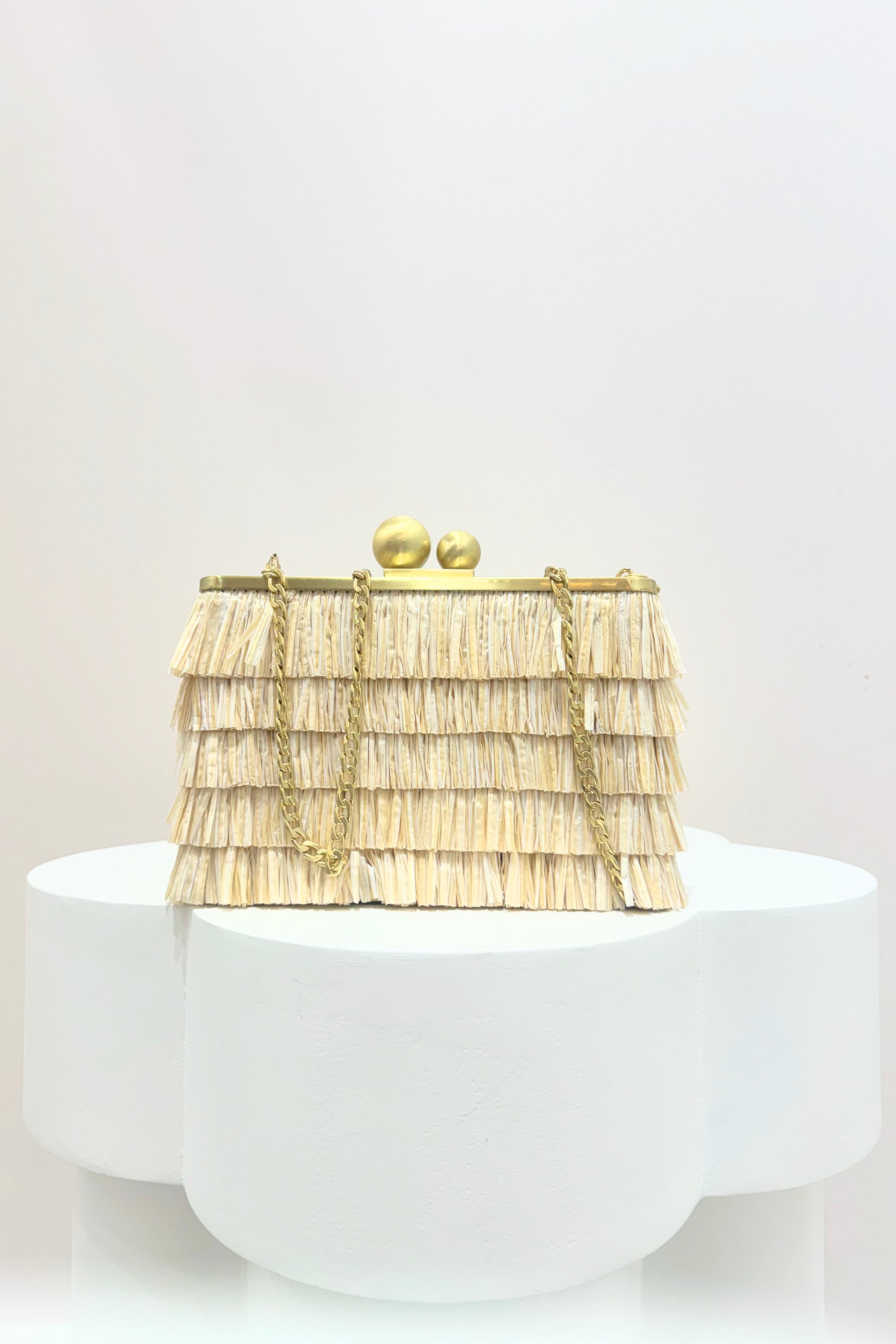 Olga Berg Carlita Carnivale Fringe Clutch | Natural