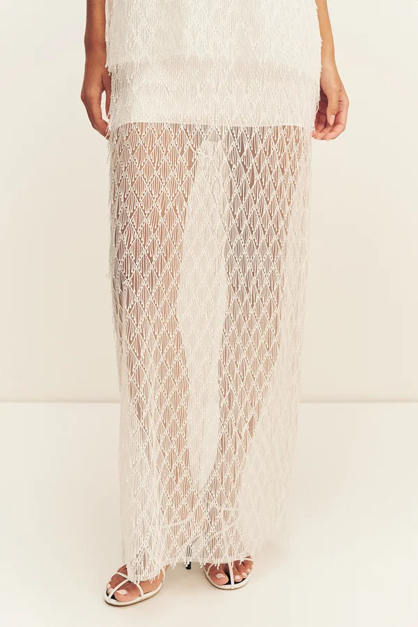 Shona Joy Talita Fringe Maxi Skirt | Ivory