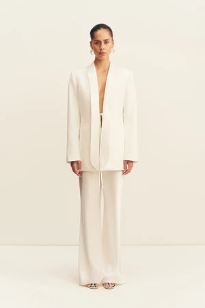 Shona Joy Solana Tuxedo Tie Blazer | Ivory