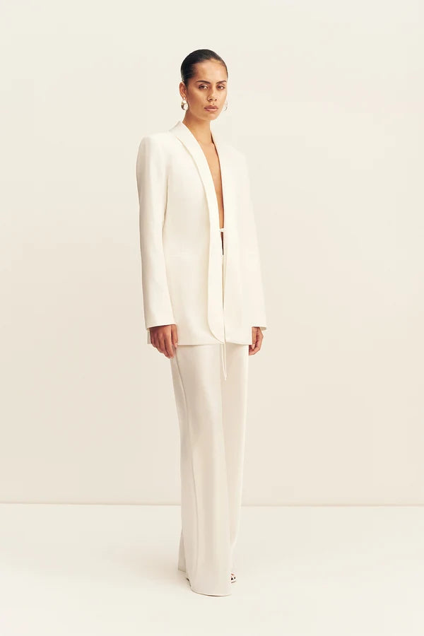 Shona Joy Solana Tuxedo Tie Blazer | Ivory