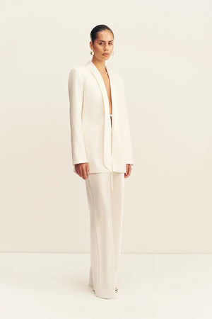 Shona Joy Solana Tuxedo Tie Blazer | Ivory