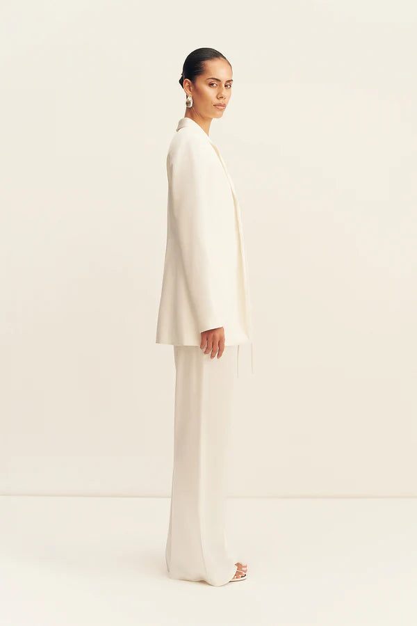 Shona Joy Solana Tuxedo Tie Blazer | Ivory