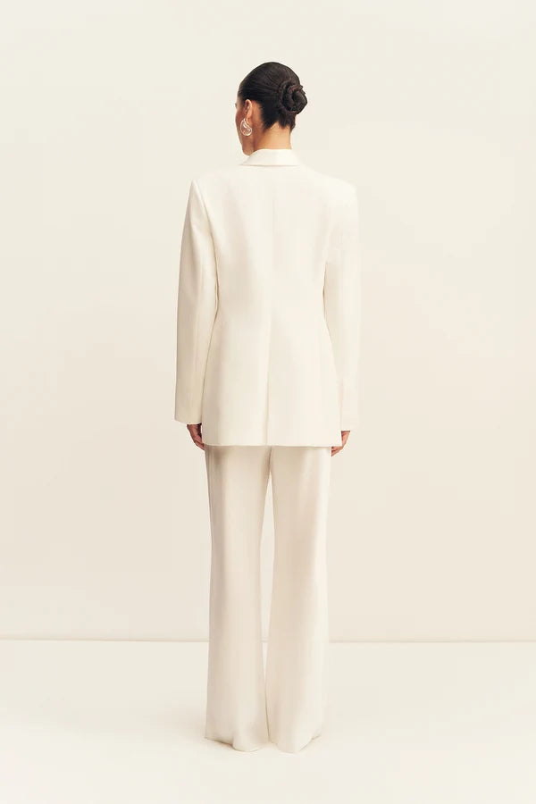 Shona Joy Solana Tuxedo Tie Blazer | Ivory