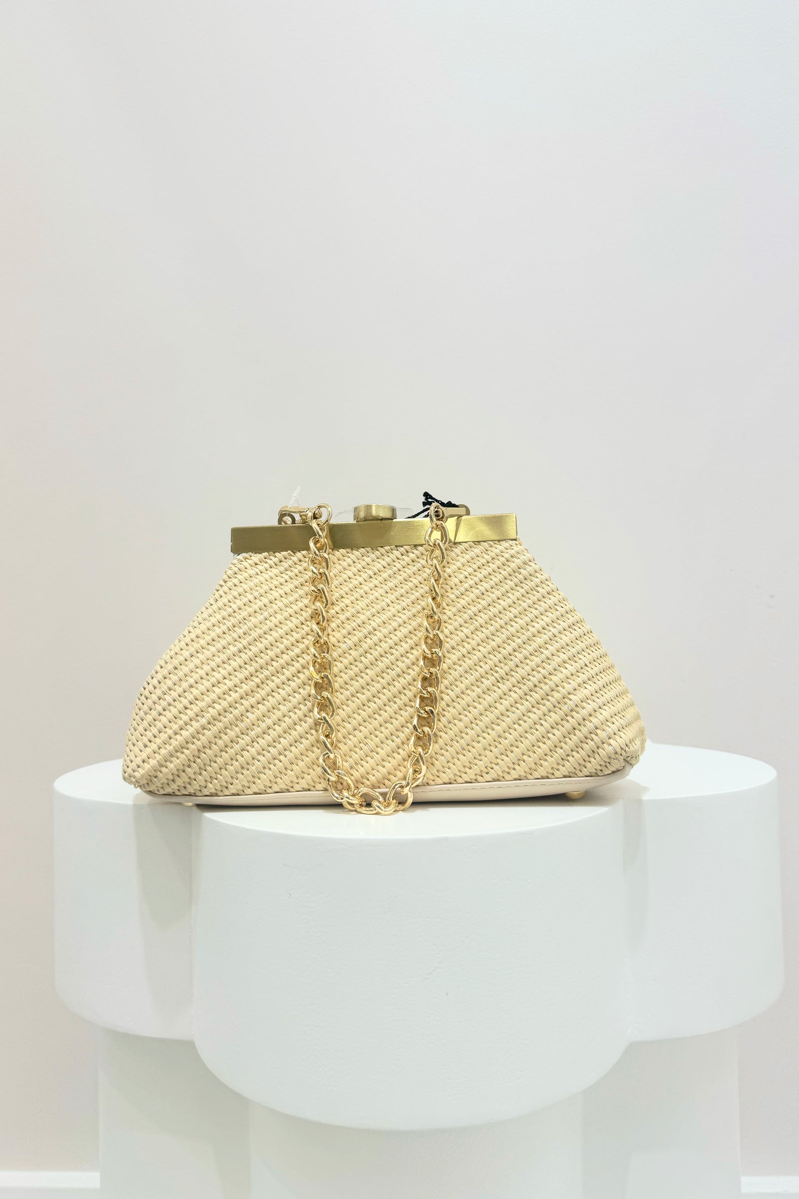 Olga Berg Hanna Straw ClutchWoven Straw Bag | Natural