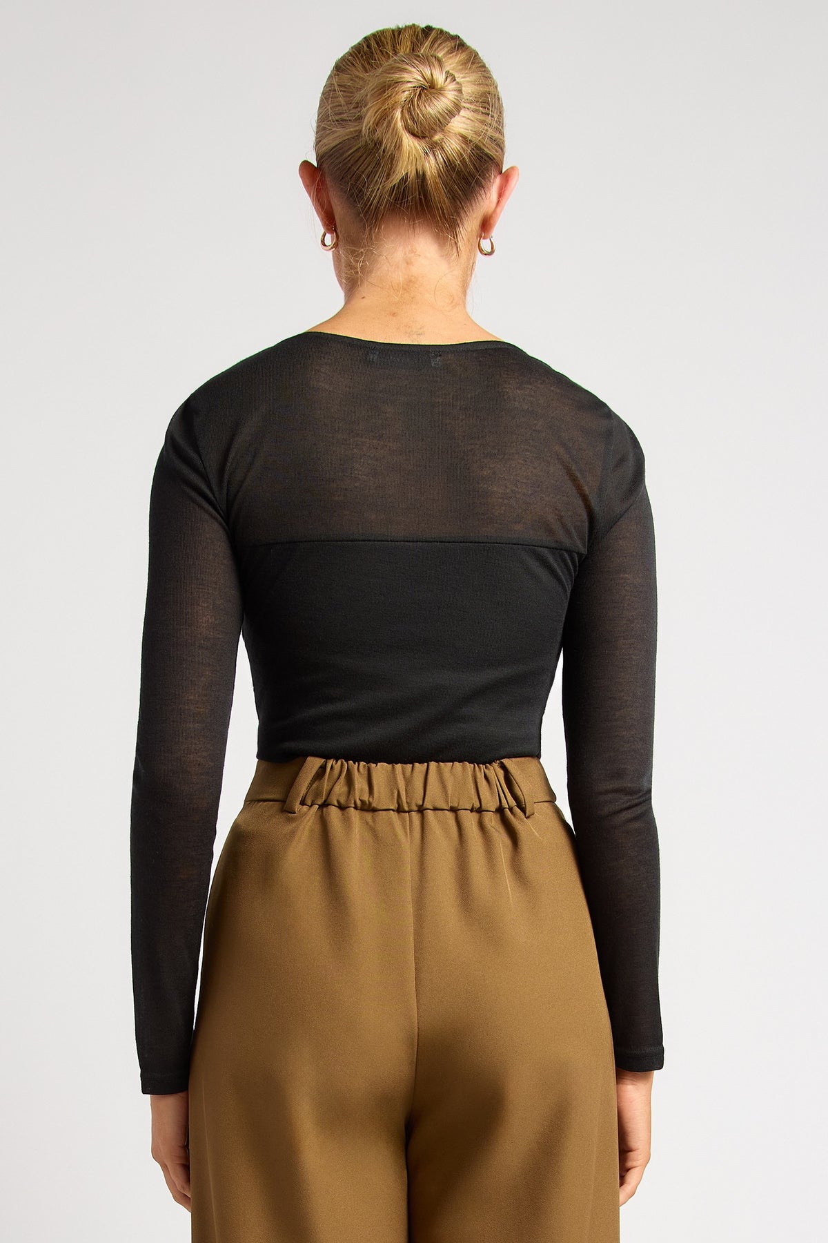 Chosen By Fifi & Annie The Ruched Detail Bodice Sheer Top | Black || PRE ORDER ETA 03/09/2026