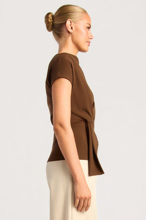 Chosen By Fifi & Annie The Cowl Neck Drape Detail Top | Espresso || PRE ORDER ETA 03/09/2026