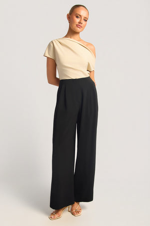 Chosen By Fifi & Annie The Double Pleat Detail Straight Leg Pant | Black || PRE ORDER ETA 03/09/2026