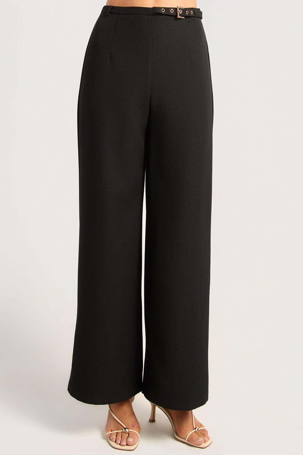 Chosen By Fifi & Annie The Gold Buckle Belt Detail Straight Leg Pants | Black BEST SELLER RESTOCKED ETA 3/09/2026