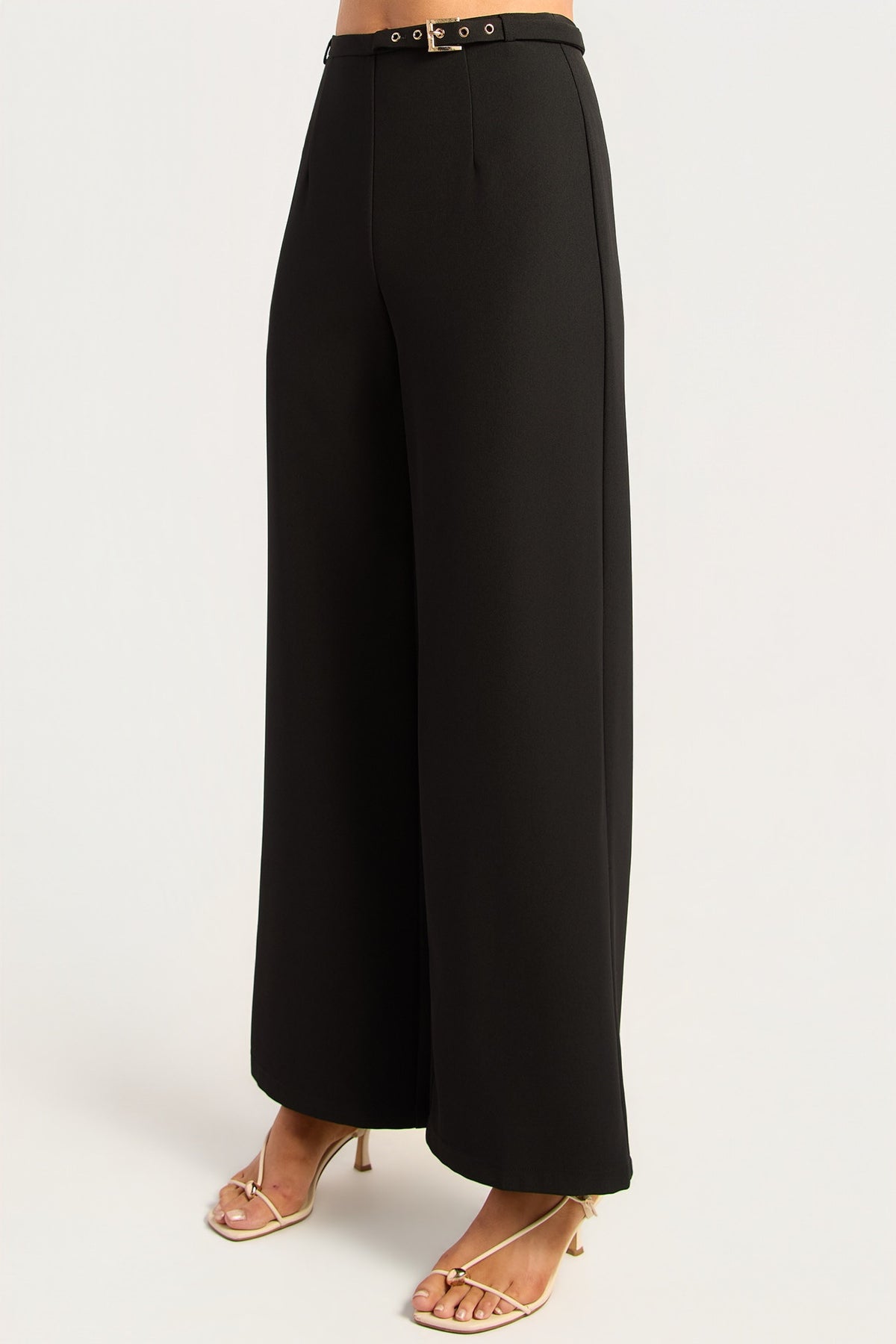 Chosen By Fifi & Annie The Gold Buckle Belt Detail Straight Leg Pants | Black BEST SELLER RESTOCKED ETA 3/09/2026